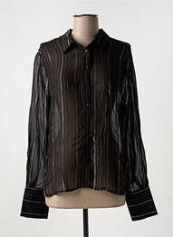 Chemisier tissage crêpe manches longues noir IN WEAR femme