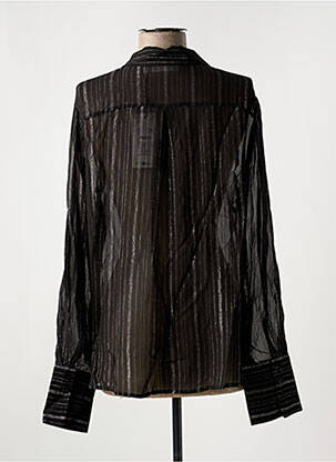 Chemisier tissage crêpe manches longues noir IN WEAR femme