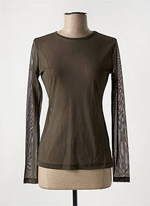 Top stretch manches longues vert KAFFE femme