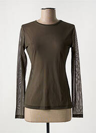 Top stretch manches longues vert KAFFE femme