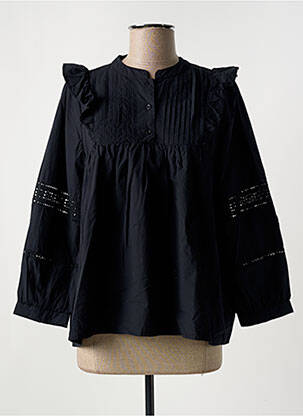 Blouse tissage popeline manches 3/4 noir KAFFE femme