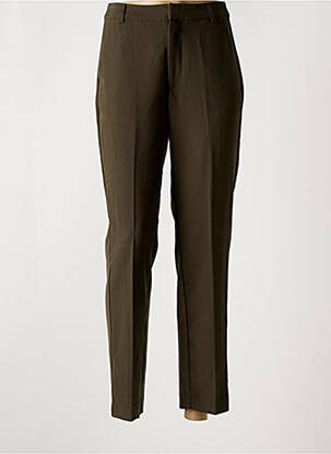 Pantalon chino tissage popeline taille haute vert KAFFE femme