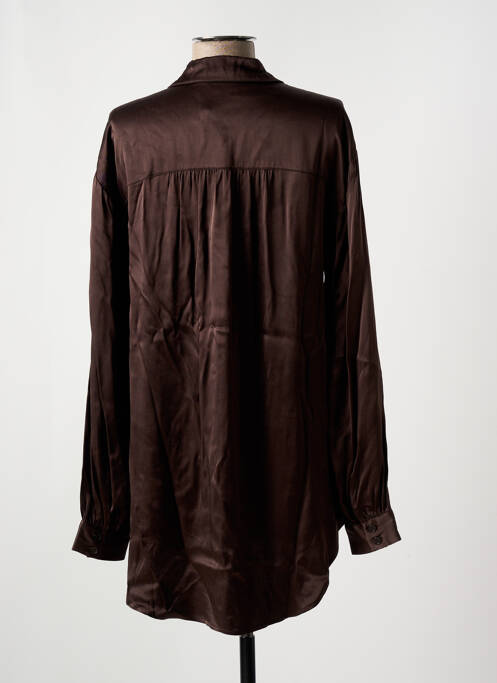 Tunique manches longues col chemisier marron KAFFE femme