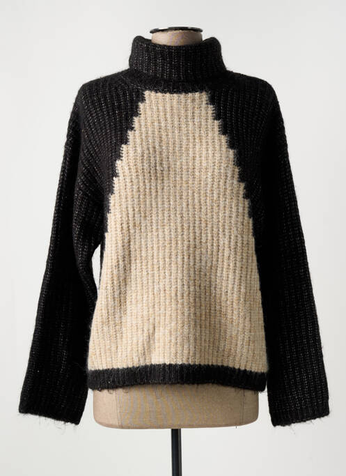 Pull col roulé noir KAFFE pour femme