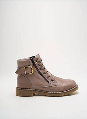Bottines/boots fermeture zip et lacets talon plat jusqu'à 3cm beige ELUE PAR NOUS femme