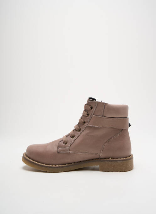 Bottines/boots matière lisse talon plat jusqu'à 3cm beige ELUE PAR NOUS femme