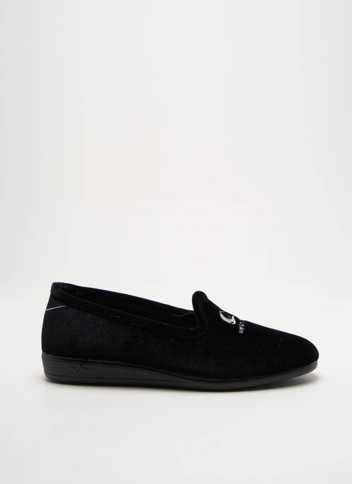 Chaussons/pantoufles tissage velours talon plat jusqu'à 3cm noir SOIR ET MATIN femme