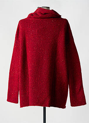 Pull col roulé tissage chiné manches longues rouge SOLILY femme