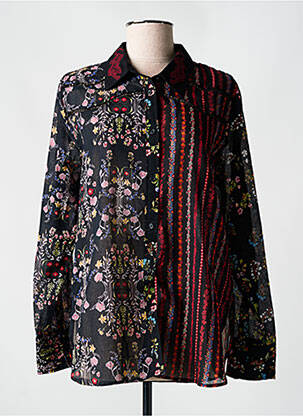 Chemisier imprimé fleurs manches longues noir DESIGUAL femme