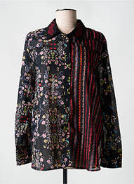 Chemisier imprimé fleurs manches longues noir DESIGUAL femme
