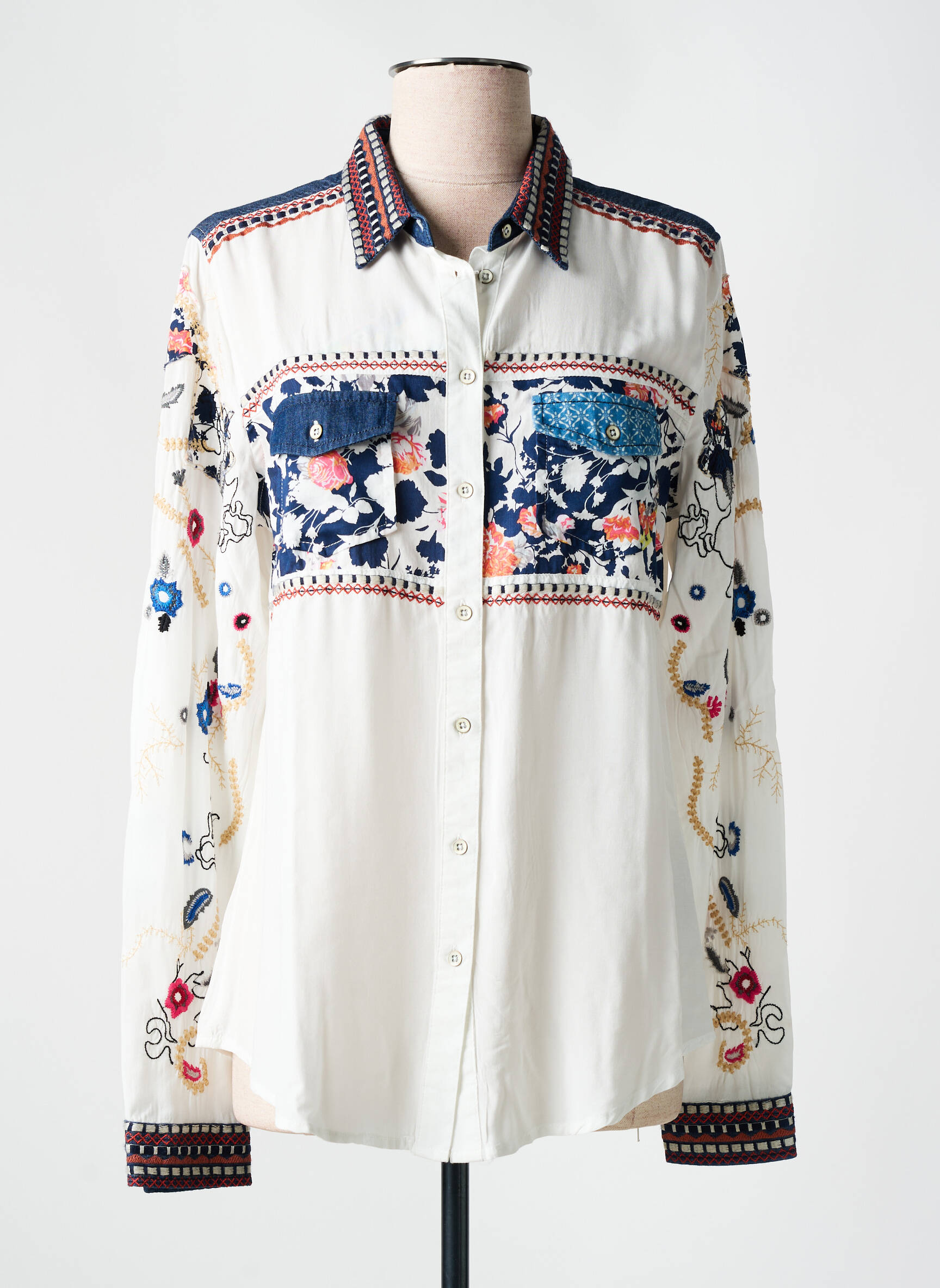Chemise Blanche Desigual Chemisier Femme Chemisier Imprimé