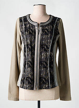Gilet manches longues col rond beige JUST WHITE femme