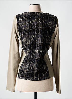 Gilet manches longues col rond beige JUST WHITE femme