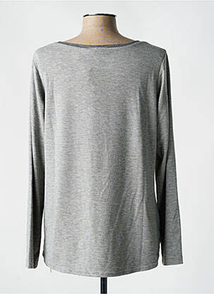 Top imprimé fantaisie manches longues gris JUST WHITE femme