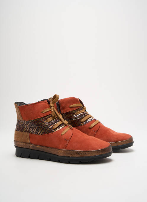 Baskets nubuck talon plat jusqu'à 3cm orange PEDI GIRL femme