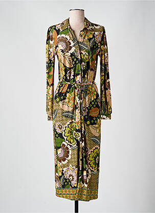 Robe longue manches longues manches longues marron GEISHA femme