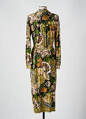 Robe longue imprimé fantaisie manches longues marron GEISHA femme