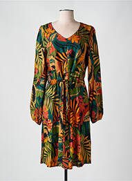 Robe mi-longue imprimé fantaisie manches longues vert GEISHA femme