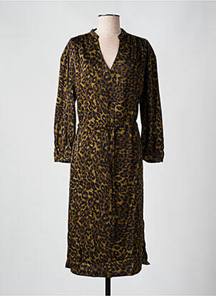 Robe mi-longue imprimé fantaisie manches longues noir FREEMAN T.PORTER femme