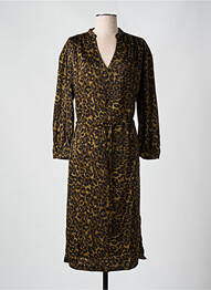 Robe mi-longue imprimé fantaisie manches longues noir FREEMAN T.PORTER femme