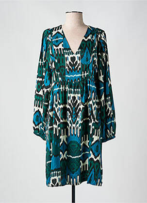 Robe courte coupe évasée manches longues bleu LA FEE MARABOUTEE femme