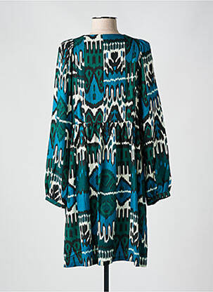 Robe courte coupe évasée manches longues bleu LA FEE MARABOUTEE femme