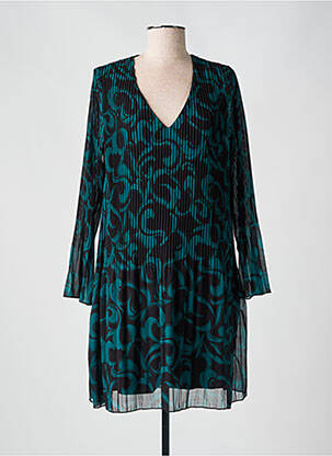 Robe courte coupe évasée manches longues vert LA FEE MARABOUTEE femme