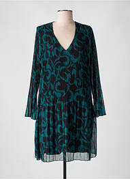 Robe courte coupe évasée manches longues vert LA FEE MARABOUTEE femme