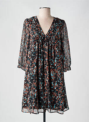 Robe courte coupe évasée manches longues noir FREEMAN T.PORTER femme