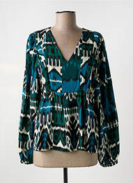 Blouse imprimé fantaisie manches longues vert LA FEE MARABOUTEE femme