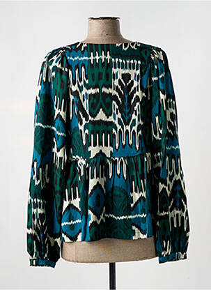 Blouse imprimé fantaisie manches longues vert LA FEE MARABOUTEE femme