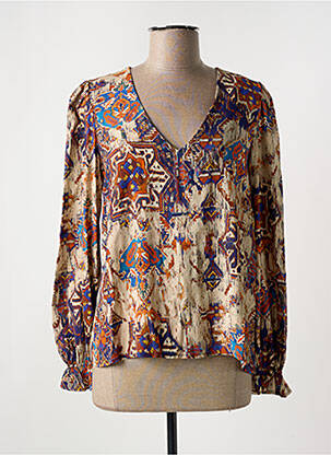 Blouse imprimé fantaisie manches longues beige LA FEE MARABOUTEE femme