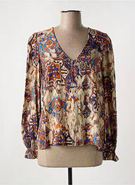 Blouse imprimé fantaisie manches longues beige LA FEE MARABOUTEE femme