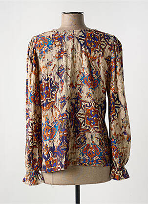 Blouse imprimé fantaisie manches longues beige LA FEE MARABOUTEE femme
