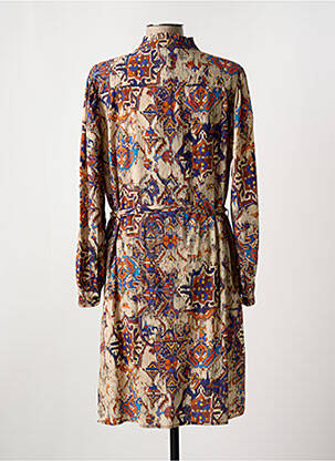 Robe mi-longue coupe fluide manches longues beige LA FEE MARABOUTEE femme