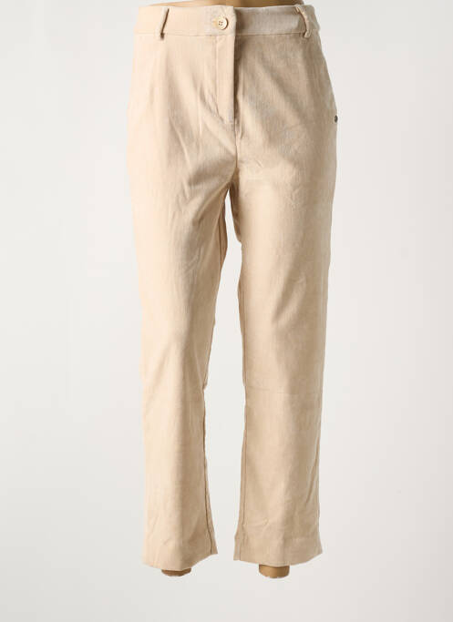 Pantalon 7/8 fermeture zippée sous rabat boutonné beige SURKANA femme