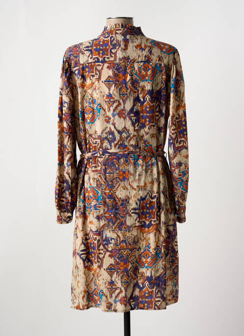 Robe mi-longue coupe fluide manches longues beige LA FEE MARABOUTEE femme