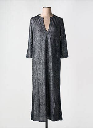Robe longue manches 3/4 noir TANIT CODE femme