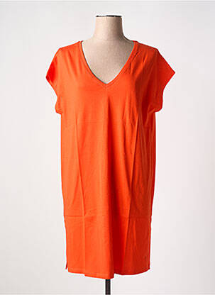 Robe mi-longue manches courtes manches courtes orange TANIT CODE femme