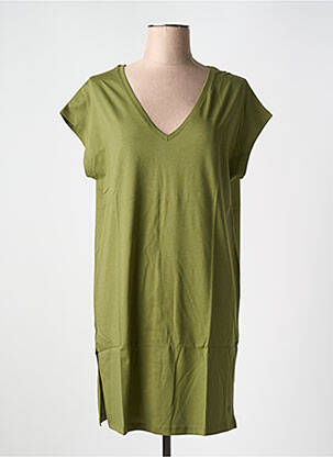 Robe mi-longue manches courtes manches courtes vert TANIT CODE femme