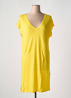 Robe mi-longue manches courtes manches courtes jaune TANIT CODE femme