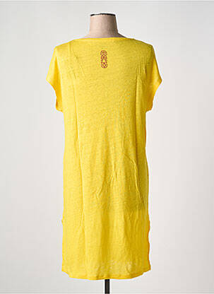 Robe mi-longue manches courtes manches courtes jaune TANIT CODE femme