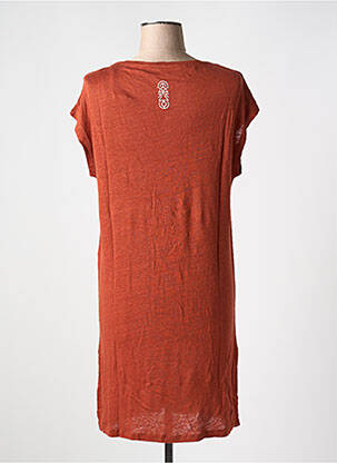 Robe mi-longue manches courtes manches courtes marron TANIT CODE femme