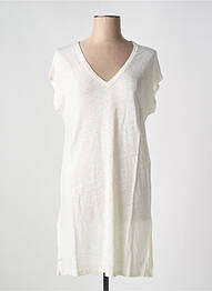 Robe mi-longue manches courtes manches courtes beige TANIT CODE femme