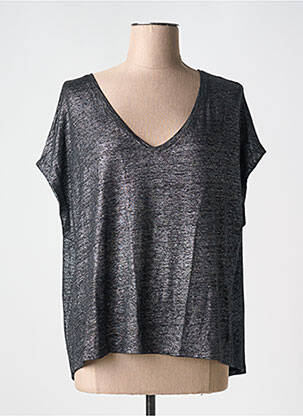 T-shirt col v manches courtes noir TANIT CODE femme