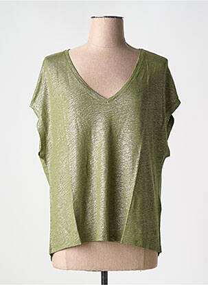T-shirt col v manches courtes vert TANIT CODE femme