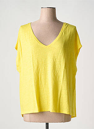 T-shirt col v manches courtes jaune TANIT CODE femme