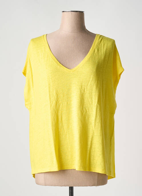 T-shirt col v manches courtes jaune TANIT CODE femme