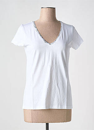 T-shirt col v manches courtes blanc TANIT CODE femme