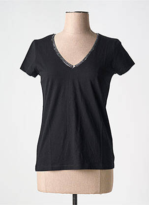 T-shirt col v manches courtes noir TANIT CODE femme
